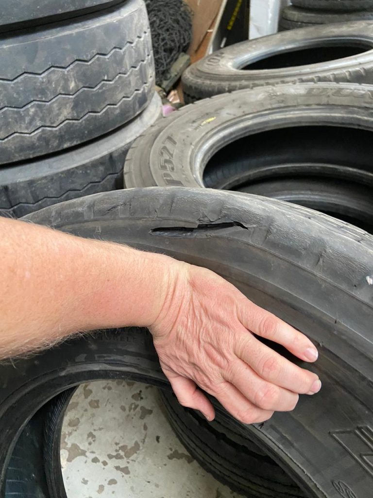 damaged used tire